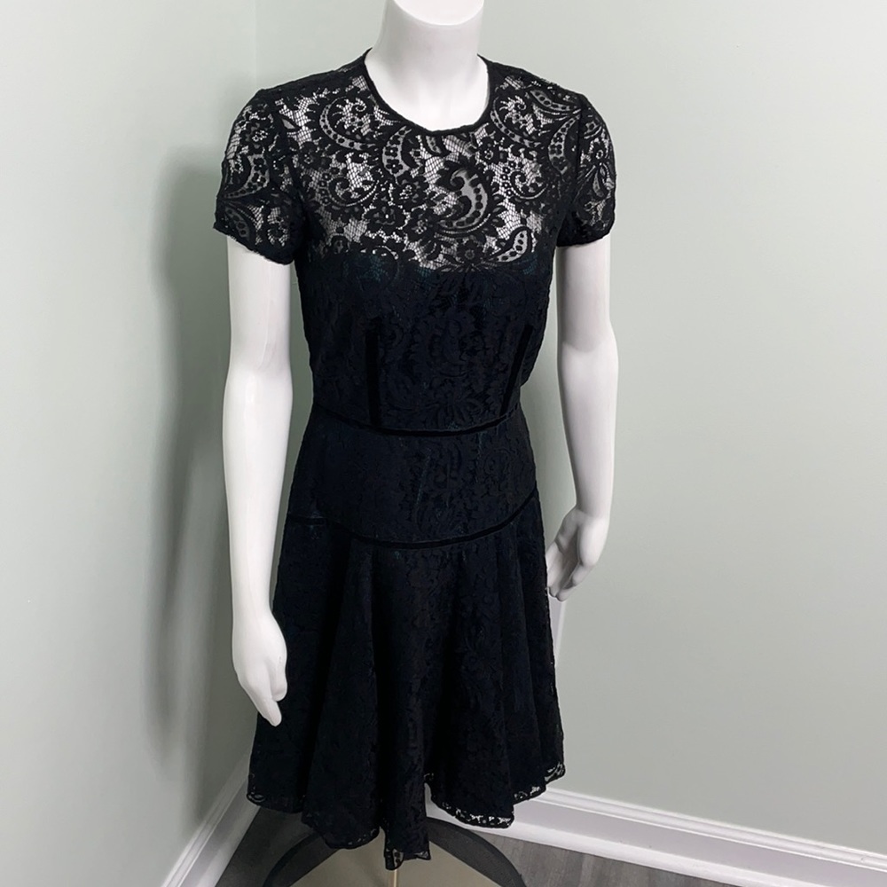 Jill Stuart black and green formal party lace dress size 4